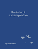 How to check if number is palindrome