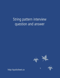 String pattern interview question and answer